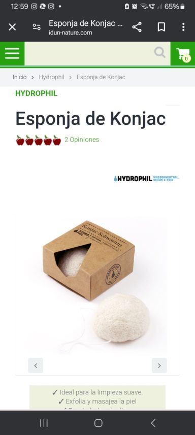 Esponja konjac, Hydrophil